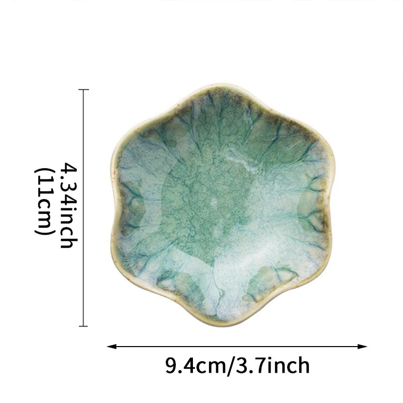 Ceramic Lotus Leaf Jewelry Tray – Green Decorative Storage Plate