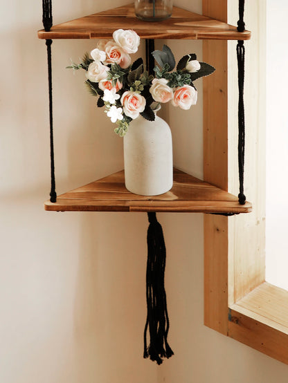 Wooden Corner Wall Shelf