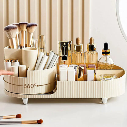 Makeup Organiser with Rotating Base and Divided Compartments