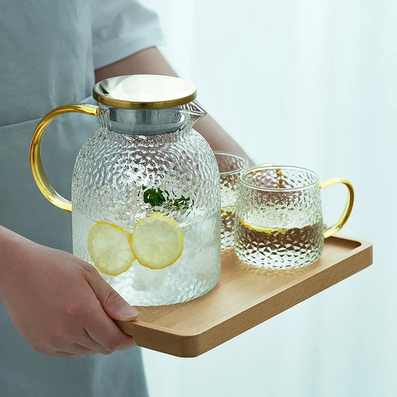 Crystal Glass Water Kettle Set – Large Capacity Water Cooling Kettle with Cups