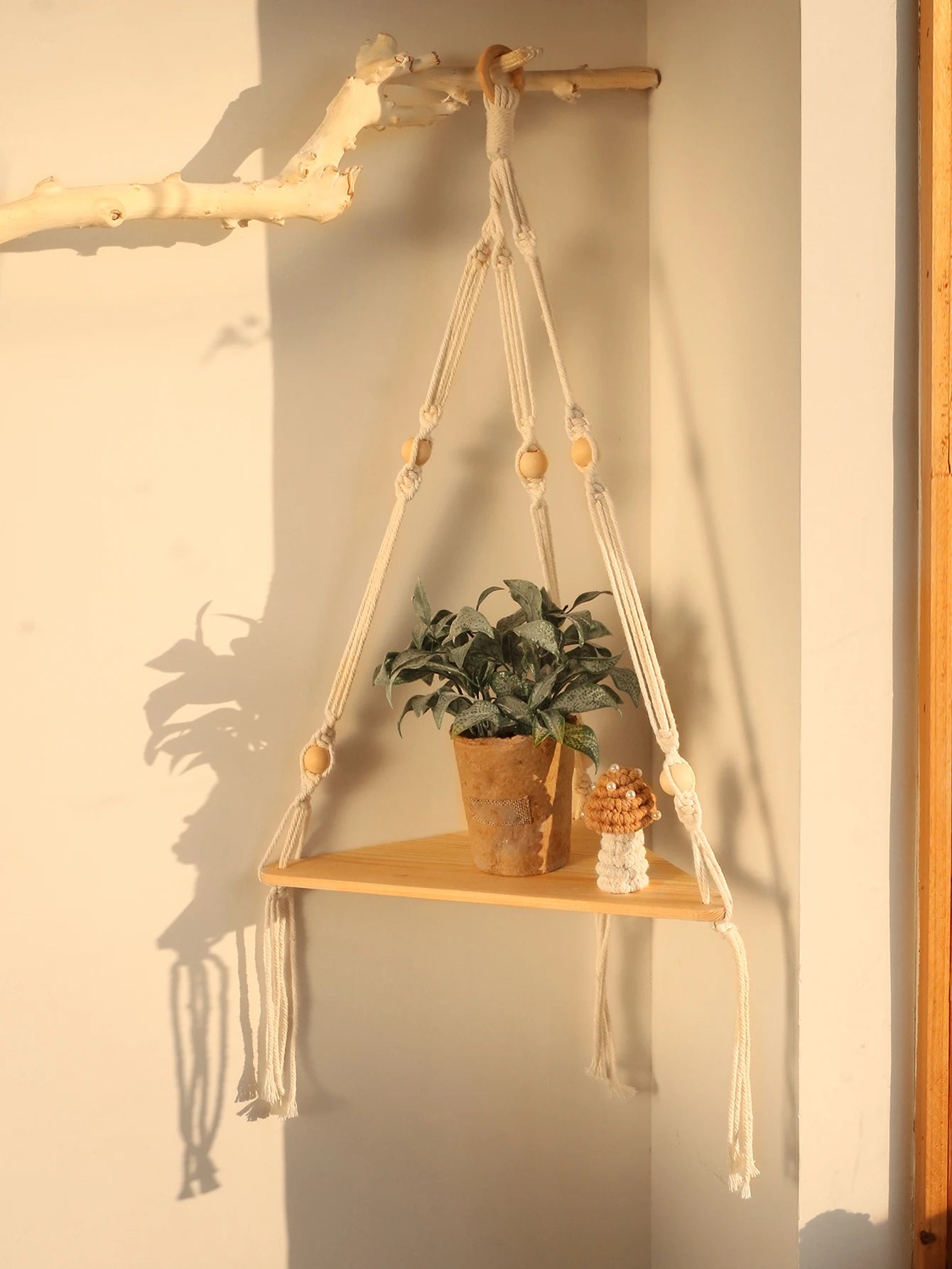 Wooden Corner Wall Shelf