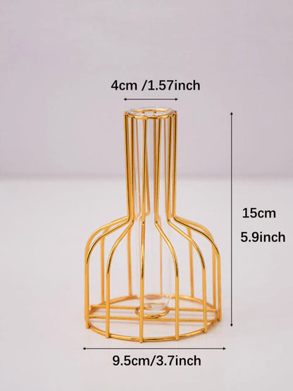 1 gold wrought iron metal vase test tube vase