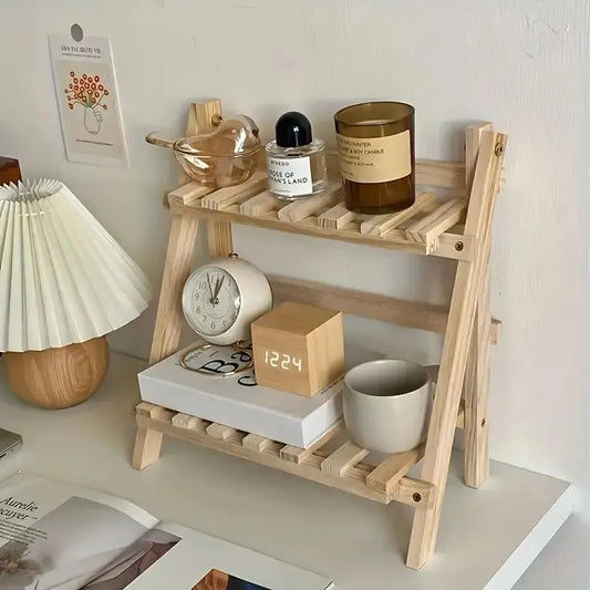 2 tier wooden storage shelves