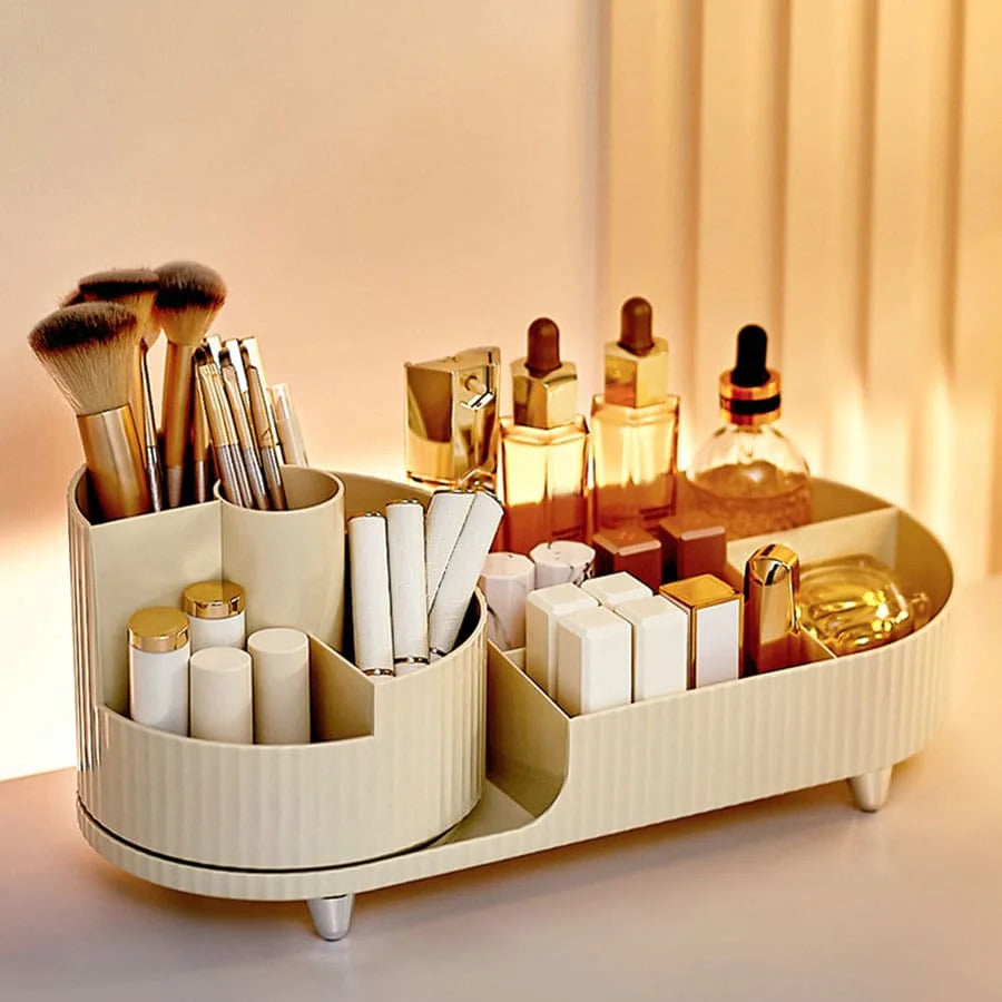 Makeup Organiser with Rotating Base and Divided Compartments