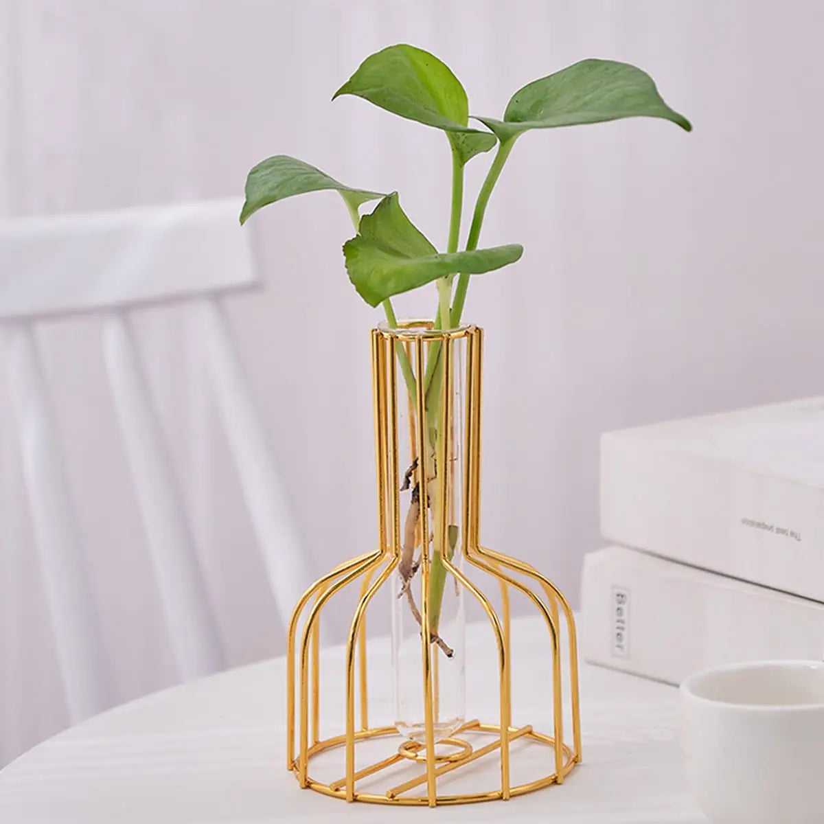 1 gold wrought iron metal vase test tube vase