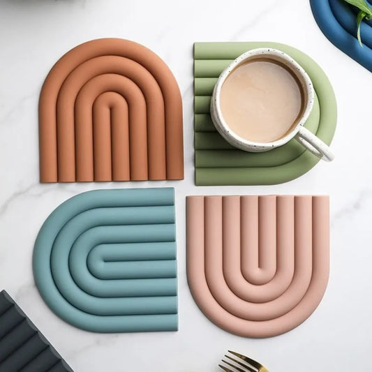 Rainbow Silicone Table Mat Coasters