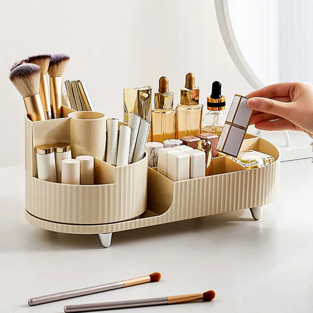 Makeup Organiser with Rotating Base and Divided Compartments