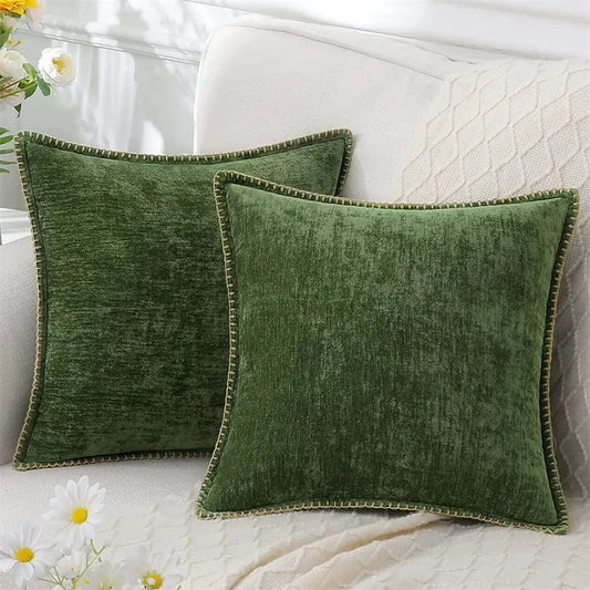 Olanly Chenille Cushion Cover - Soft Luxury Throw Pillow Case for Living Room Decor (Available in 45x45cm and 40x40cm)