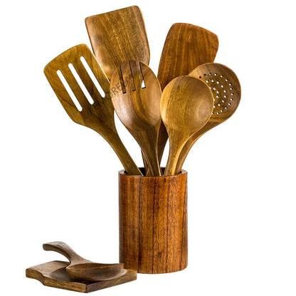 9PCS Wooden Cooking Utensils Set