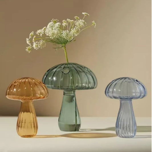 Transparent Jelly Colour Mushroom Glass Vase