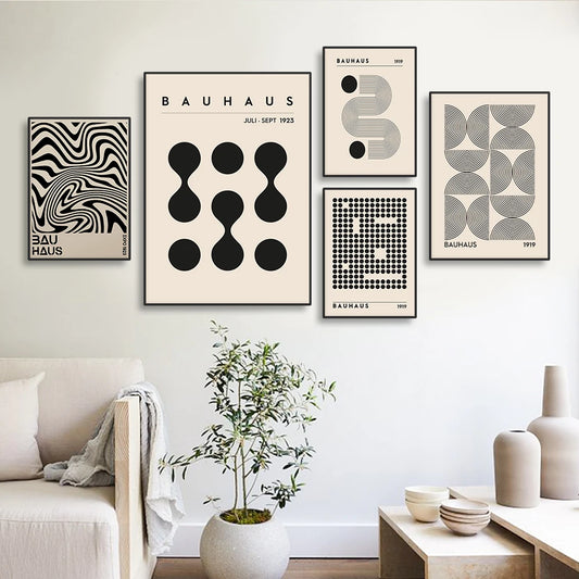 Abstract Bauhaus Style Geometric Wall Art Posters