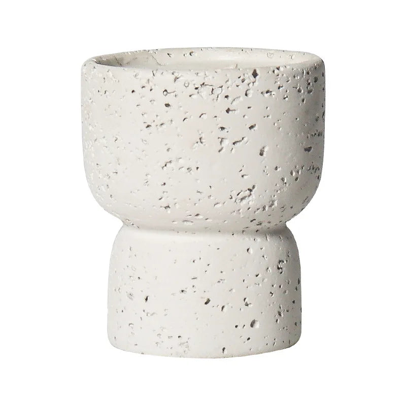 Cement Textured Candle Holder