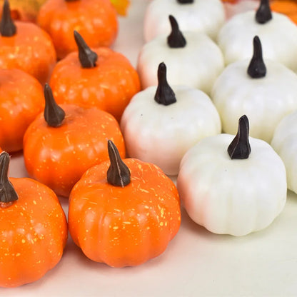 12Pcs Mini Artificial Pumpkin Set – Halloween & Thanksgiving Harvest Decorations