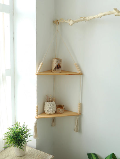 Wooden Corner Wall Shelf