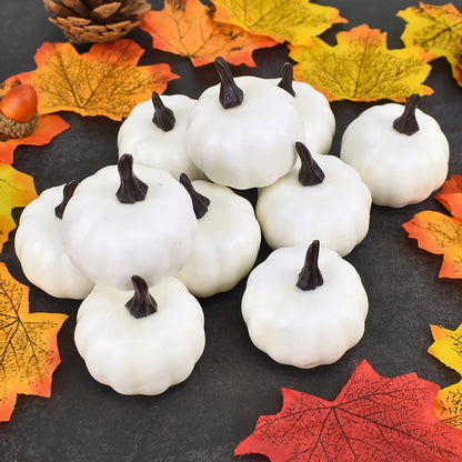 12Pcs Mini Artificial Pumpkin Set – Halloween & Thanksgiving Harvest Decorations