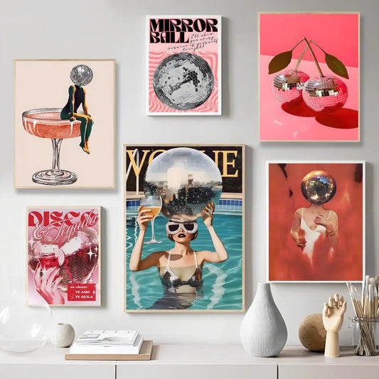 Retro Vintage Style Disco Ball Posters