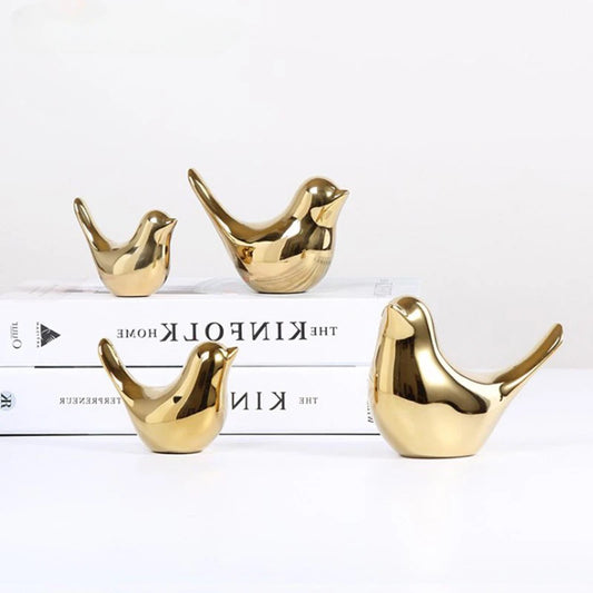 Nordic Ceramic Gold Bird Figurine - Elegant Animal Statue for Home Decor (Available in 4 Sizes)