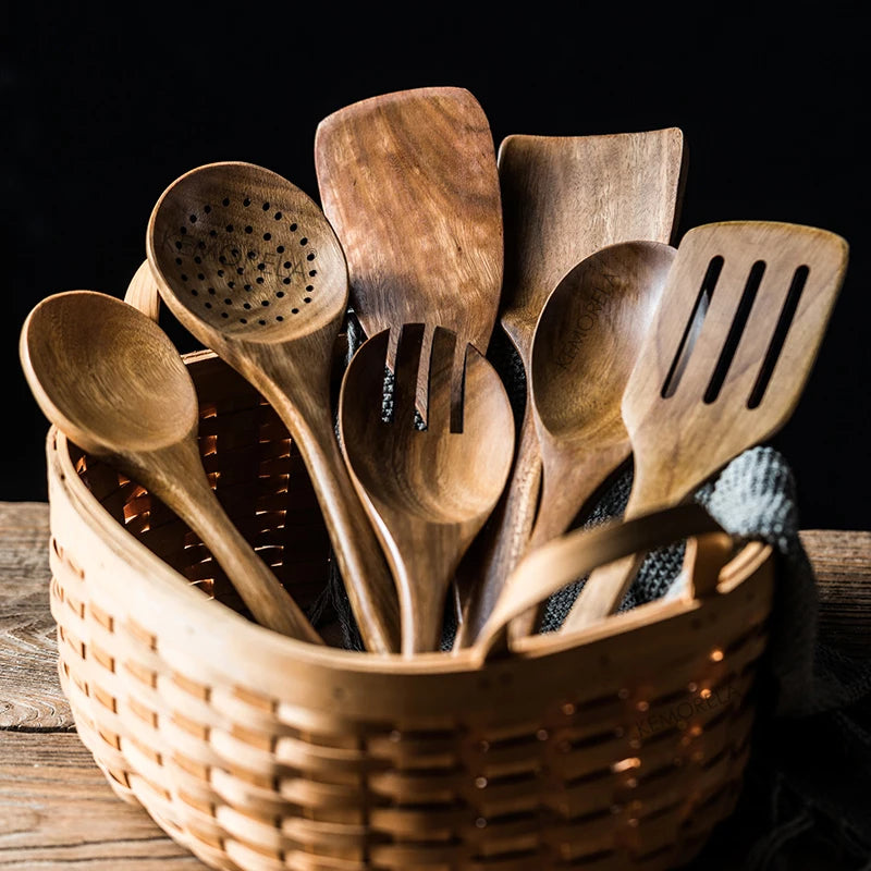 9PCS Wooden Cooking Utensils Set