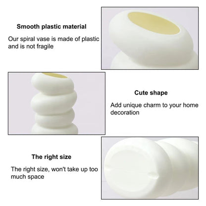 1PC Plastic Spiral White Vase