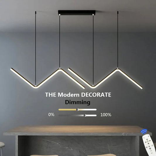 Luxury LED Zig Zag Pendant Light Gold/Black