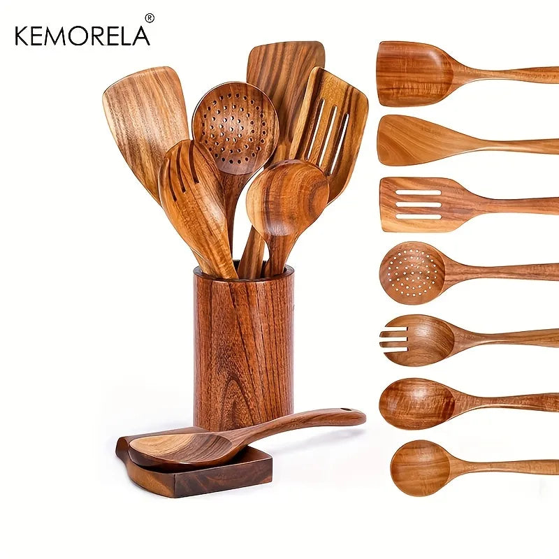 9PCS Wooden Cooking Utensils Set