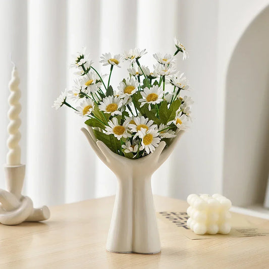 Modern Abstract White Ceramic Hand Vases